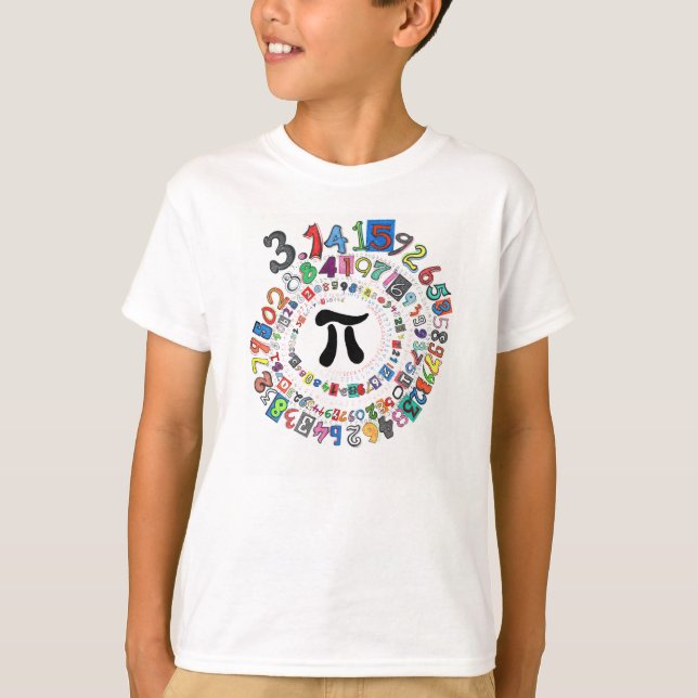 Farbenfroh sPiral der Digits of Pi T-Shirt (Vorderseite)