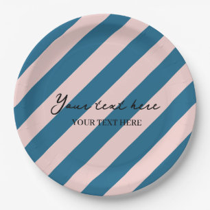 Farbenfroh Stilvolles Minimalistisches Blue Stripe Pappteller