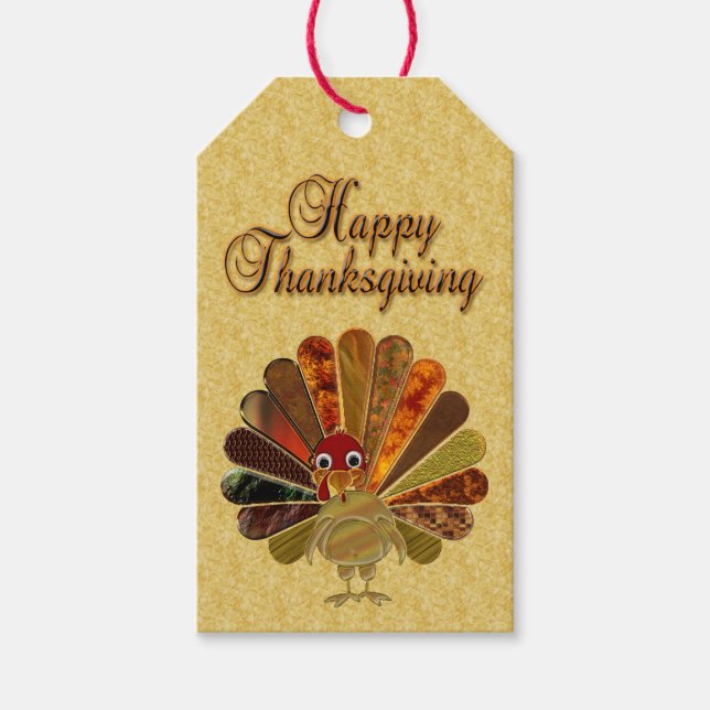 Farbenfroh Thanksgiving Türkei Geschenkanhänger (Vorderseite)