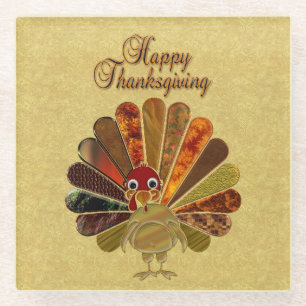 Farbenfroh Thanksgiving Türkei Glasuntersetzer