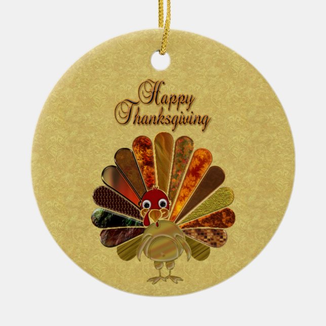 Farbenfroh Thanksgiving Türkei Keramikornament (Vorne)