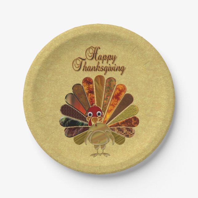 Farbenfroh Thanksgiving Türkei Pappteller (Vorderseite)
