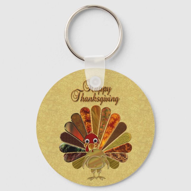 Farbenfroh Thanksgiving Türkei Schlüsselanhänger (Vorderseite)
