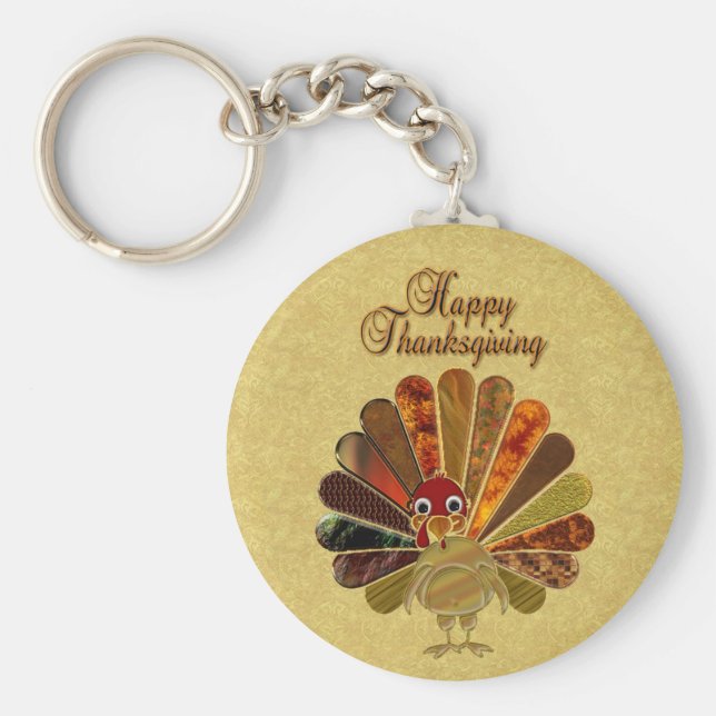 Farbenfroh Thanksgiving Türkei Schlüsselanhänger (Vorne)