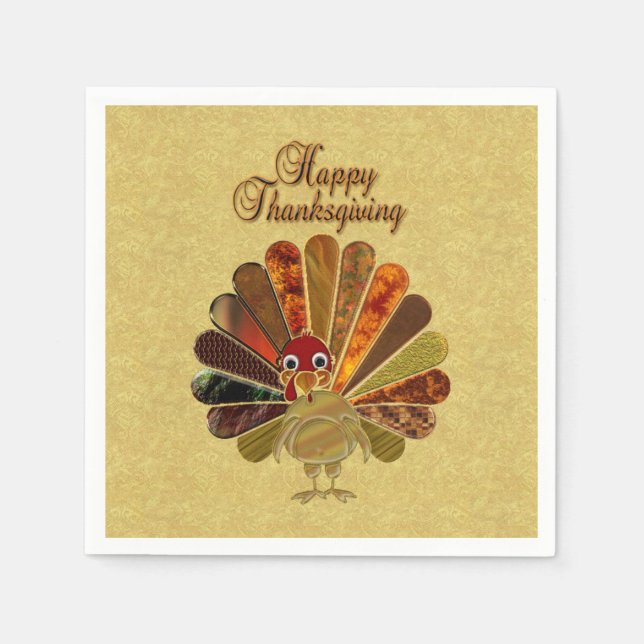 Farbenfroh Thanksgiving Türkei Serviette (Vorderseite)