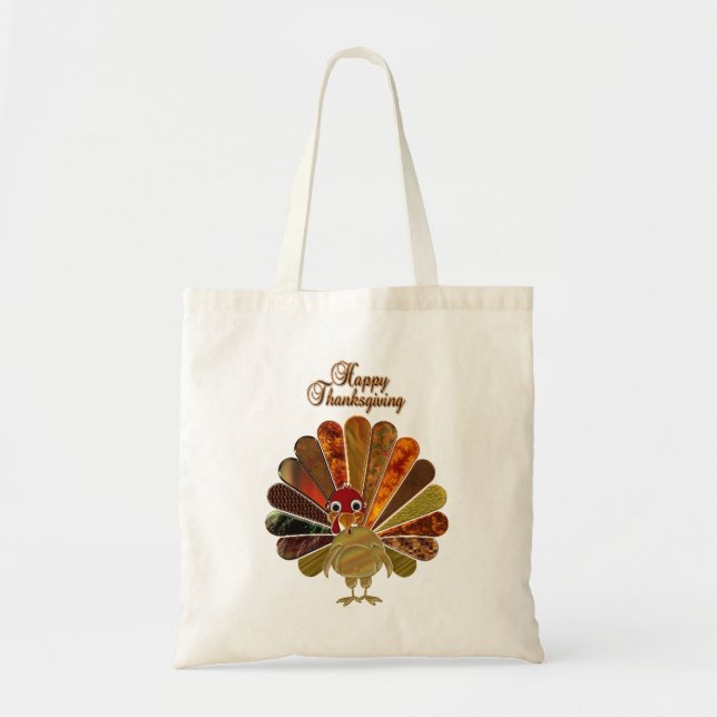 Farbenfroh Thanksgiving Türkei Tragetasche (Vorne)