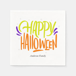 Farbenfroh und lustig "Happy Halloween" Serviette