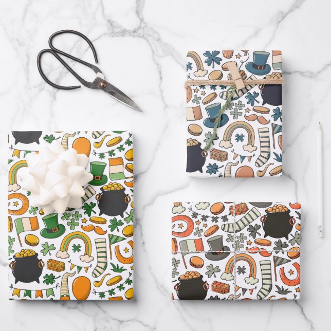 Farbenfroh und Whimsical St. Patrick's Day Set von Geschenkpapier Set (Vorderseite)