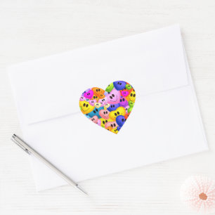 Farbenfroh Valentinins Herz Herz-Aufkleber