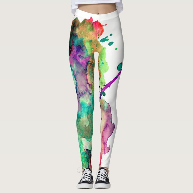 Farbenfroh, verrückt, trendy, kühl Abstrakte Wasse Leggings (Vorderseite)