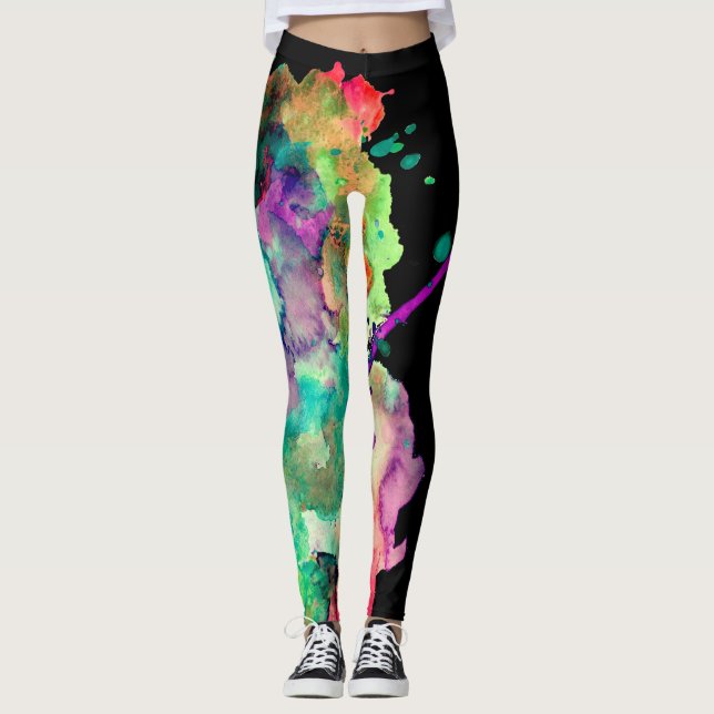 Farbenfroh, verrückt, trendy, kühl Abstrakte Wasse Leggings (Vorderseite)