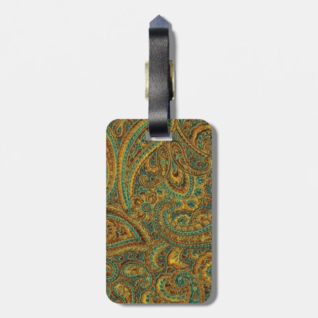 Farbenfroh Verziert Retro Paisley Gepäckanhänger (Rückseite vertikal)