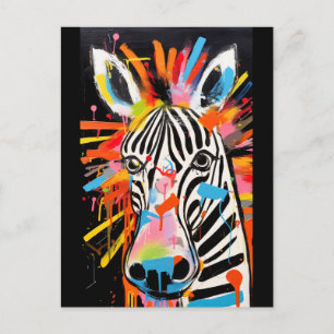 farbenfroh Zebra Graffiti Postkarte