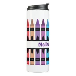 Farbenfroh zurück zum Schulnamen Monogram Crayon Thermosbecher