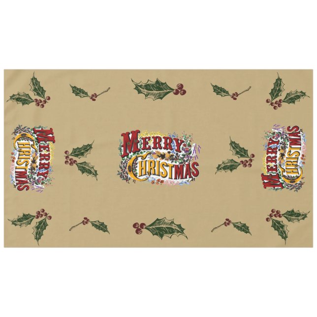 Farbenfrohe 1876 Frohe Weihnachten Tischdecke (Vorderseite (Horizontal))