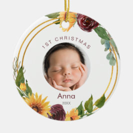 Farbenfrohe 1. Weihnachtsgebäck Sonnenblumen & Bur Keramik Ornament