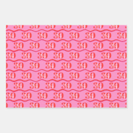 Farbenfrohe 30. Geburtstagsgeschenkwrap Geschenkpapier Set
