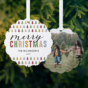 Farbenfrohe 3 Foto Frohe Weihnachten Ornament Karte