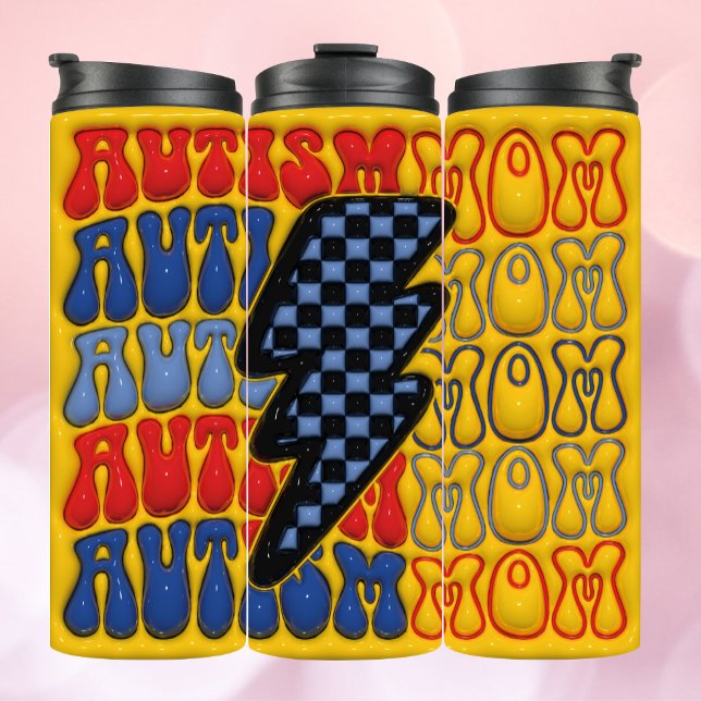 Farbenfrohe 3D-aufblasbare Autismus-Mama Tumbler! Thermosbecher (Von Creator hochgeladen)