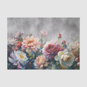 Farbenfrohe 3D-Blumen auf Kohlegrau-Hintergrund Seidenpapier