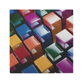 Farbenfrohe 3D-Cubes Metal Print