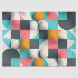 Farbenfrohe 3D-Sphären und geometrisches Gitter-Mu Seidenpapier