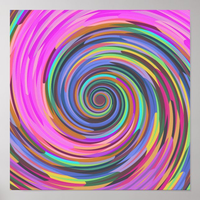 Farbenfrohe 3D-Spiraldrehung abstrakter Hintergrun Poster (Vorne)