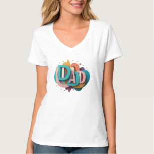 Farbenfrohe 3D "VATER" Grafikdesign Damen T-Shirt