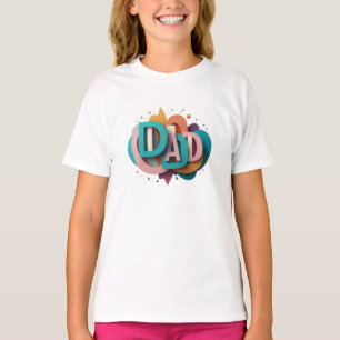 Farbenfrohe 3D "VATER" Grafikdesign   Mädchen T-Shirt