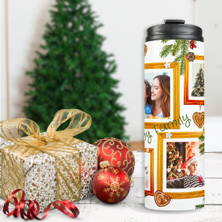 Farbenfrohe 4 Foto Collage Crafty Christmas Tree Thermosbecher