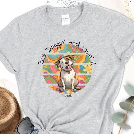 Farbenfrohe 70er Jahre Retro Funny Bull Dog Person T-Shirt