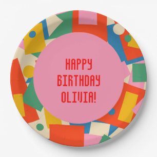 Farbenfrohe 80er Geometric Abstrakt Moderne Gerahm Pappteller