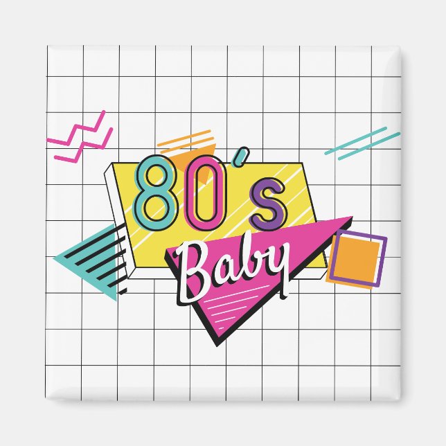 Farbenfrohe 80er Jahre Baby Magnet (Vorne)