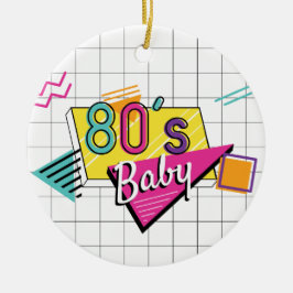 Farbenfrohe 80er Jahre Baby-Ornament Keramik Ornament