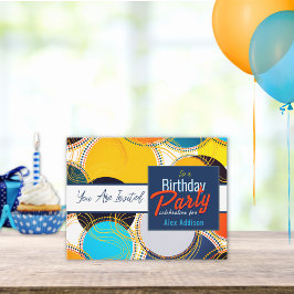 Farbenfrohe 80er Jahre Retro Geburtstagsparty pers Postkarte