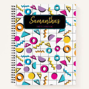 Farbenfrohe 80er Jahre Retro Geometric Sketchbook Notizbuch