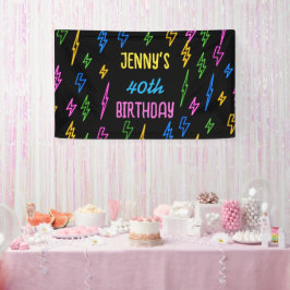 Farbenfrohe 80er Jahre Retro Neon Blitze Geburtsta Banner