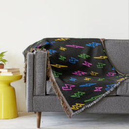 Farbenfrohe 80er Jahre Retro Neon Blitze Muster Decke