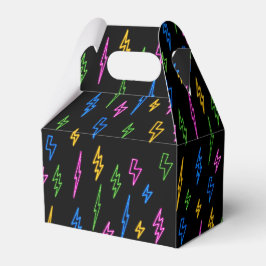 Farbenfrohe 80er Jahre Retro Neon Blitze Muster Geschenkschachtel