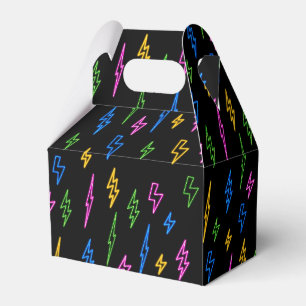 Farbenfrohe 80er Jahre Retro Neon Blitze Muster Geschenkschachtel
