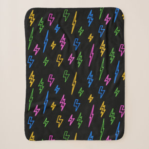 Farbenfrohe 80er Jahre Retro Neon Blitze Muster Sherpadecke