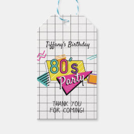 Farbenfrohe 80er-Party-Geschenketiketten Geschenkanhänger