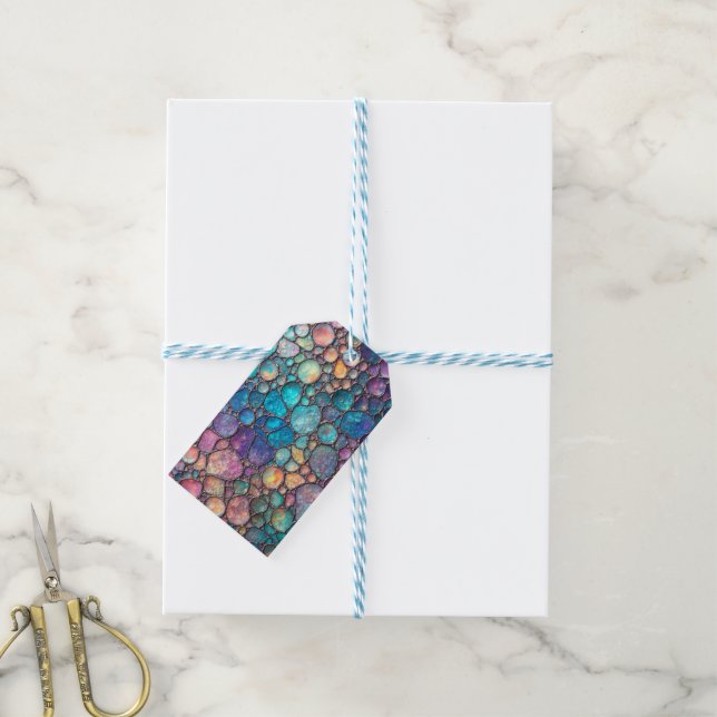 Farbenfrohe Abalone-Blubbles-Geschenk Geschenkanhänger (Mit Garn)