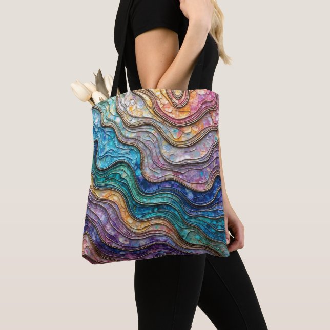 Farbenfrohe Abalone Rippled Waves Tasche (Von Nahem)