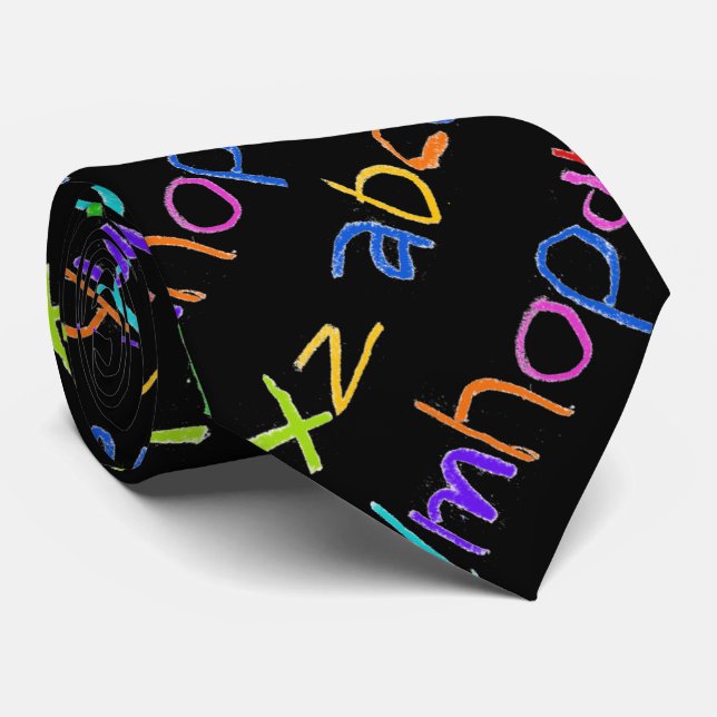 Farbenfrohe ABC Rainbow Crayons Kid's Handwriting Krawatte (Gerollt)