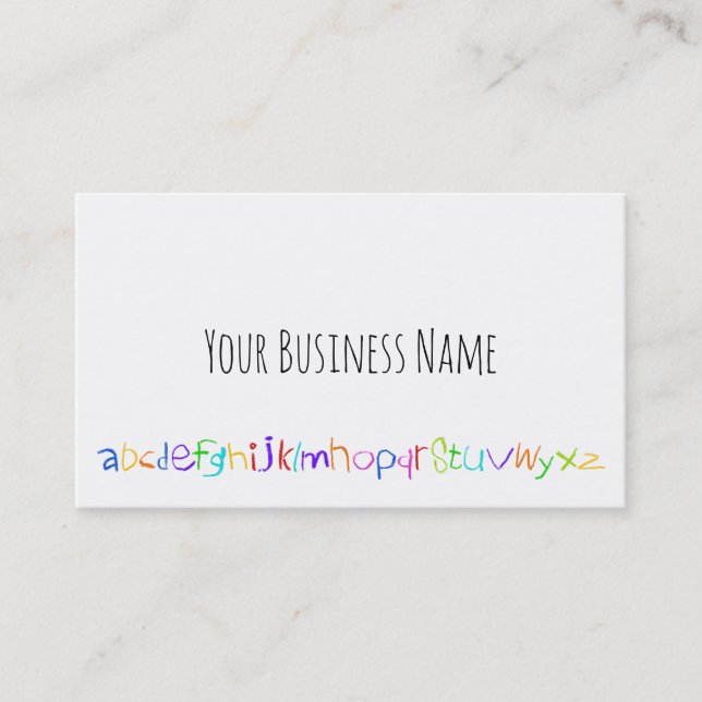 Farbenfrohe ABC Rainbow Crayons Kid's Handwriting Visitenkarte (Vorderseite)