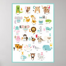 Farbenfrohe ABCs | Türkis Frame Animal Alphabet