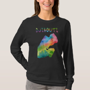 Farbenfrohe Abgeschiedene Dschibuti-Karte mit Aqua T-Shirt