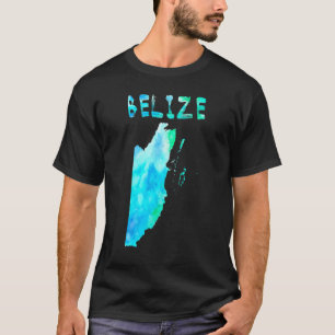 Farbenfrohe Abgeschiedene Karte Belize Karte Wasse T-Shirt