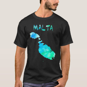 Farbenfrohe Abgeschiedene Karte Maltas in Aquarell T-Shirt